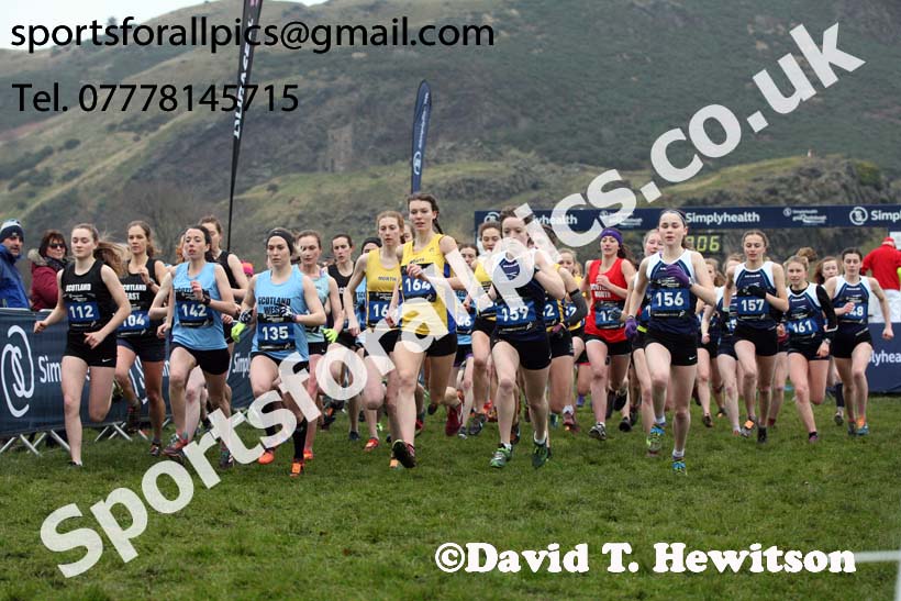 Inter District senior women and juniors, 2018 Simplyhealth Great Edinburgh International XCountry. Photo: David T. Hewitson/Sports for All Pics